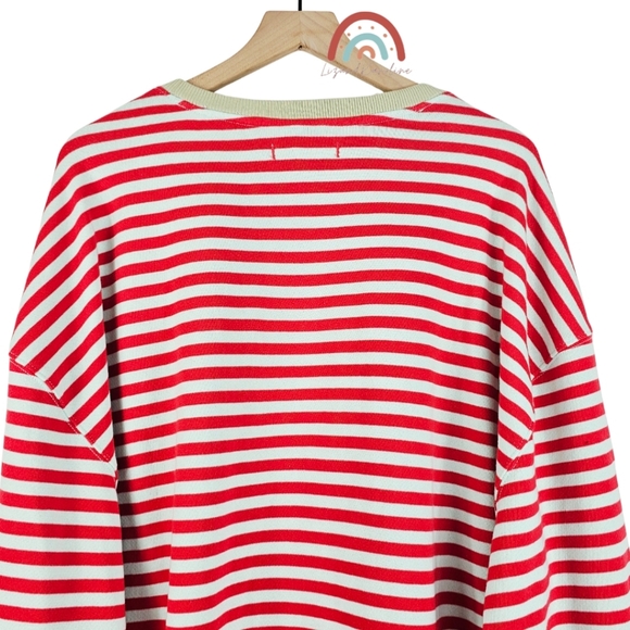 New! FP We The Free Classic Striped Oversized Crewneck in Cherry Combo - Picture 8 of 12
